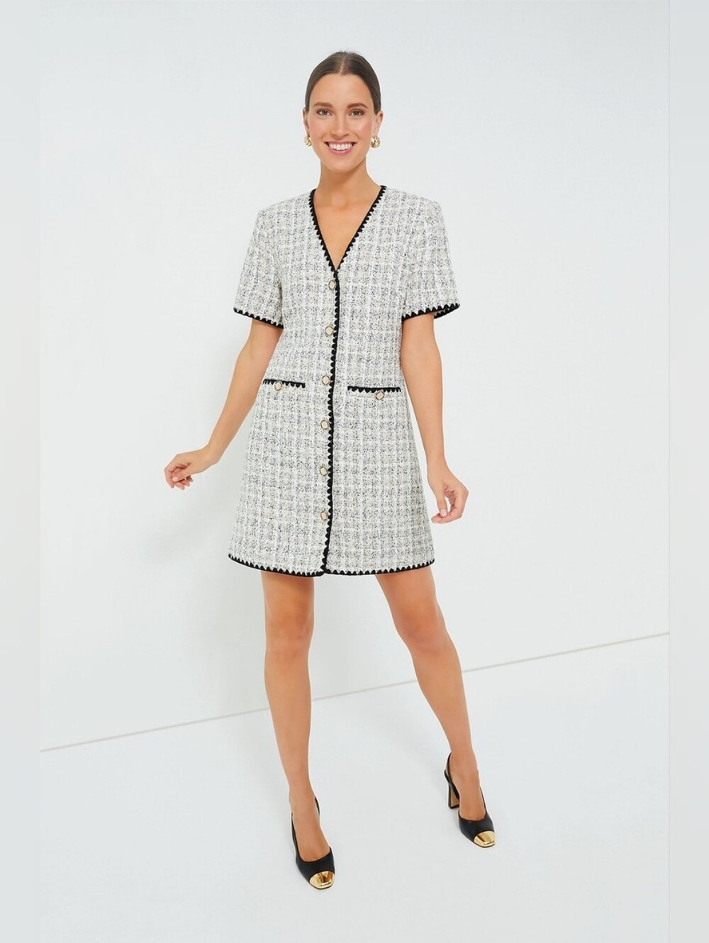 Pomander Place Tuckernuck White Tweed Josephine Mini Dress Size Small - Picture 11 of 11